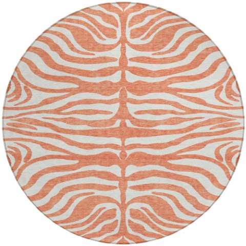 Homeroots 3' Artichoke Green And Ivory Animal Print Washable Area Rug For Indoor Or Outdoor Use, Durable Style 8' Round Polyester 600602