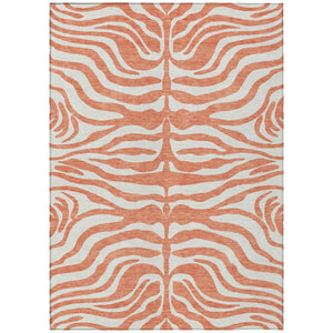 HomeRoots 9' X 12' Coral and Ivory Animal Print Rug – Durable, Washable, Stylish for Indoor and Outdoor Use 600604