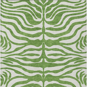 Homeroots 3' Artichoke Green And Ivory Animal Print Washable Area Rug For Indoor Or Outdoor Use, Durable Style 3' X 5' Polyester 600606