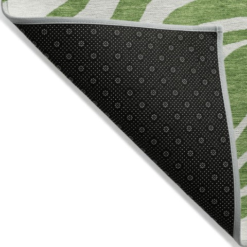 Homeroots 3' Artichoke Green And Ivory Animal Print Washable Area Rug For Indoor Or Outdoor Use, Durable Style 3' X 5' Polyester 600606