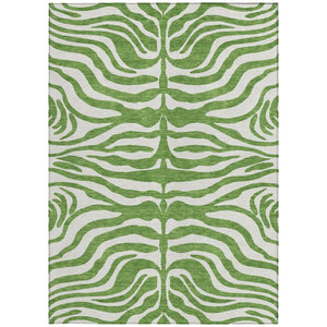 Homeroots 3' Artichoke Green And Ivory Animal Print Washable Area Rug For Indoor Or Outdoor Use, Durable Style 5' X 8' Polyester 600607