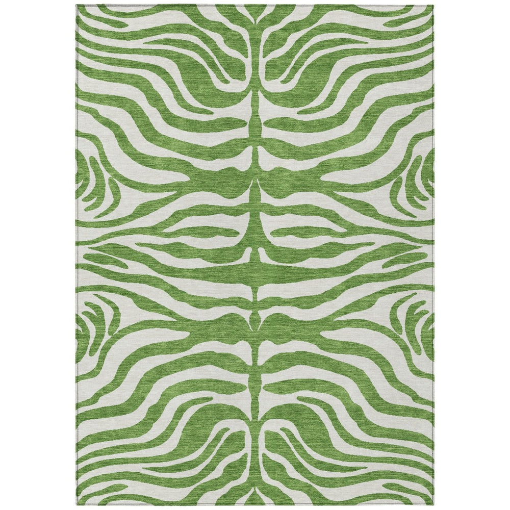 HomeRoots 5' Stylish Green and Ivory Animal Print Area Rug - Washable, Durable for Indoor & Outdoor Use 5' X 8' 600607