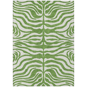 HomeRoots 5' Stylish Green and Ivory Animal Print Area Rug - Washable, Durable for Indoor & Outdoor Use 5' X 8' 600607