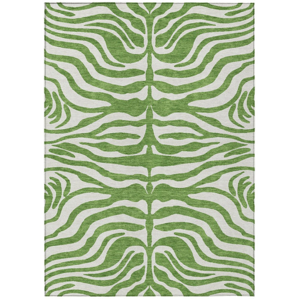 HomeRoots 5' Stylish Green and Ivory Animal Print Area Rug - Washable, Durable for Indoor & Outdoor Use 5' X 8' 600607