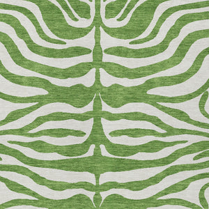 Homeroots 3' Artichoke Green And Ivory Animal Print Washable Area Rug For Indoor Or Outdoor Use, Durable Style 5' X 8' Polyester 600607
