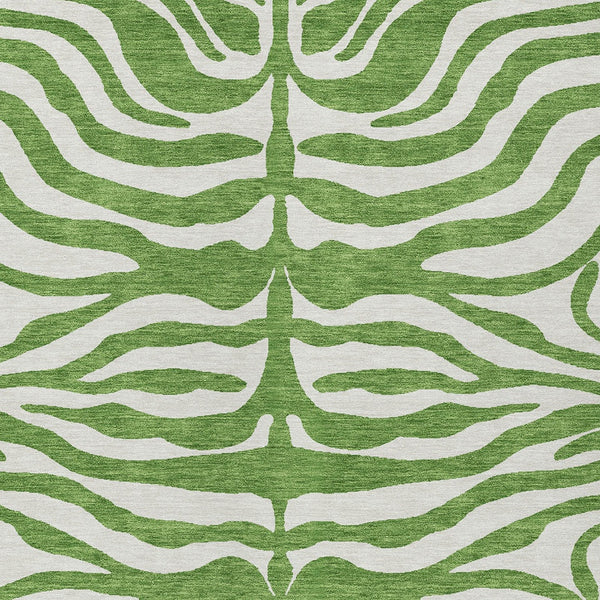Homeroots 3' Artichoke Green And Ivory Animal Print Washable Area Rug For Indoor Or Outdoor Use, Durable Style 5' X 8' Polyester 600607