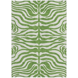 Homeroots 3' Artichoke Green And Ivory Animal Print Washable Area Rug For Indoor Or Outdoor Use, Durable Style 8' X 10' Polyester 600609