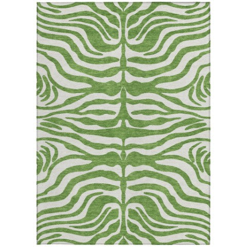 Homeroots 3' Artichoke Green And Ivory Animal Print Washable Area Rug For Indoor Or Outdoor Use, Durable Style 8' X 10' Polyester 600609