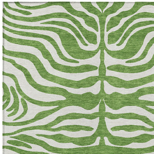 Homeroots 3' Artichoke Green And Ivory Animal Print Washable Area Rug For Indoor Or Outdoor Use, Durable Style 9' X 12' Polyester 600610