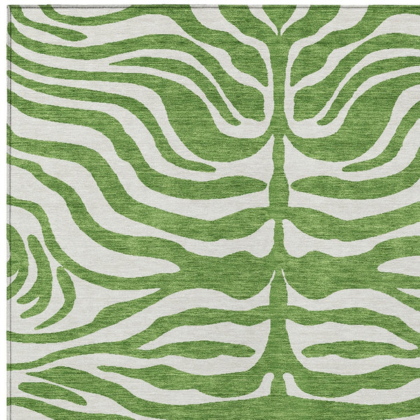 Homeroots 3' Artichoke Green And Ivory Animal Print Washable Area Rug For Indoor Or Outdoor Use, Durable Style 9' X 12' Polyester 600610
