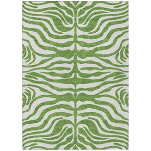Homeroots 3' Artichoke Green And Ivory Animal Print Washable Area Rug For Indoor Or Outdoor Use, Durable Style 9' X 12' Polyester 600610