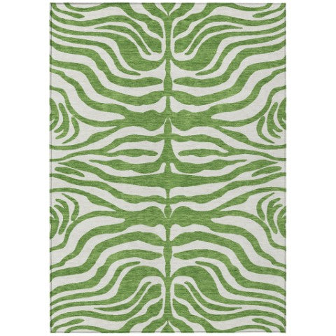 Homeroots 3' Artichoke Green And Ivory Animal Print Washable Area Rug For Indoor Or Outdoor Use, Durable Style 9' X 12' Polyester 600610