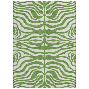 Homeroots 3' Artichoke Green And Ivory Animal Print Washable Area Rug For Indoor Or Outdoor Use, Durable Style 10' X 14' Polyester 600611