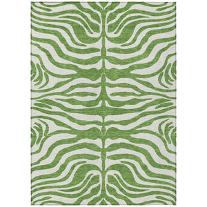 Homeroots 3' Artichoke Green And Ivory Animal Print Washable Area Rug For Indoor Or Outdoor Use, Durable Style 10' X 14' Polyester 600611