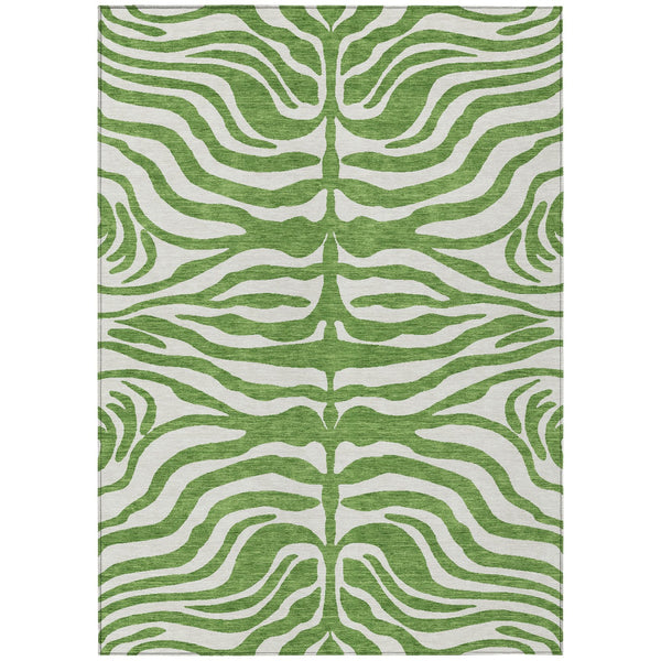 Homeroots 3' Artichoke Green And Ivory Animal Print Washable Area Rug For Indoor Or Outdoor Use, Durable Style 10' X 14' Polyester 600611