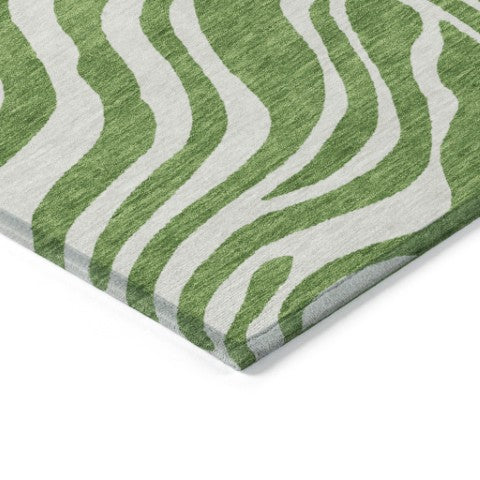 Homeroots 3' Artichoke Green And Ivory Animal Print Washable Area Rug For Indoor Or Outdoor Use, Durable Style 10' X 14' Polyester 600611