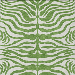 Homeroots 3' Artichoke Green And Ivory Animal Print Washable Area Rug For Indoor Or Outdoor Use, Durable Style 10' X 14' Polyester 600611