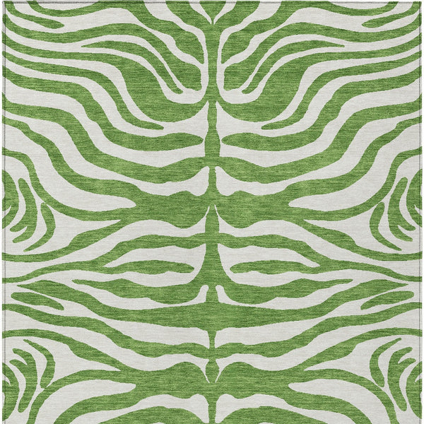 Homeroots 3' Artichoke Green And Ivory Animal Print Washable Area Rug For Indoor Or Outdoor Use, Durable Style 10' X 14' Polyester 600611