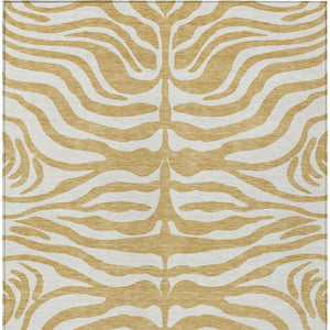 Homeroots 3' Artichoke Green And Ivory Animal Print Washable Area Rug For Indoor Or Outdoor Use, Durable Style 3' X 5' Polyester 600612
