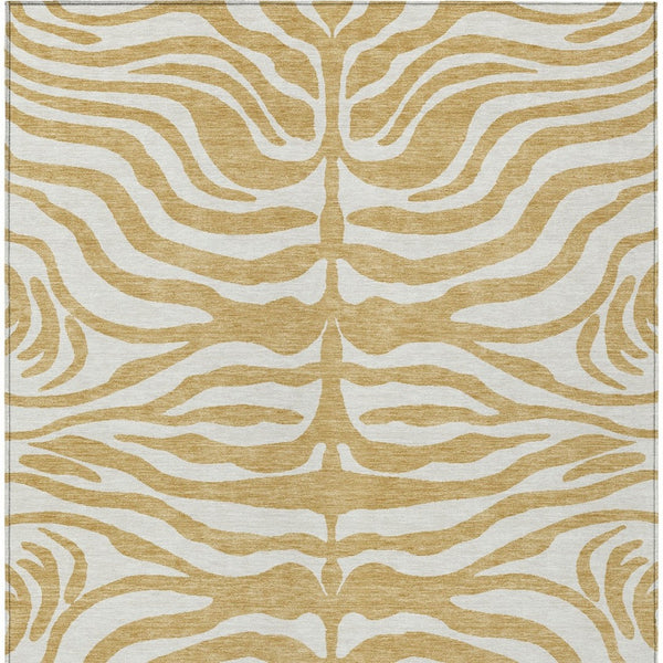 Homeroots 3' Artichoke Green And Ivory Animal Print Washable Area Rug For Indoor Or Outdoor Use, Durable Style 3' X 5' Polyester 600612