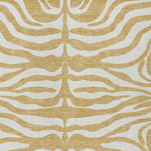 Homeroots 3' Artichoke Green And Ivory Animal Print Washable Area Rug For Indoor Or Outdoor Use, Durable Style 3' X 5' Polyester 600612