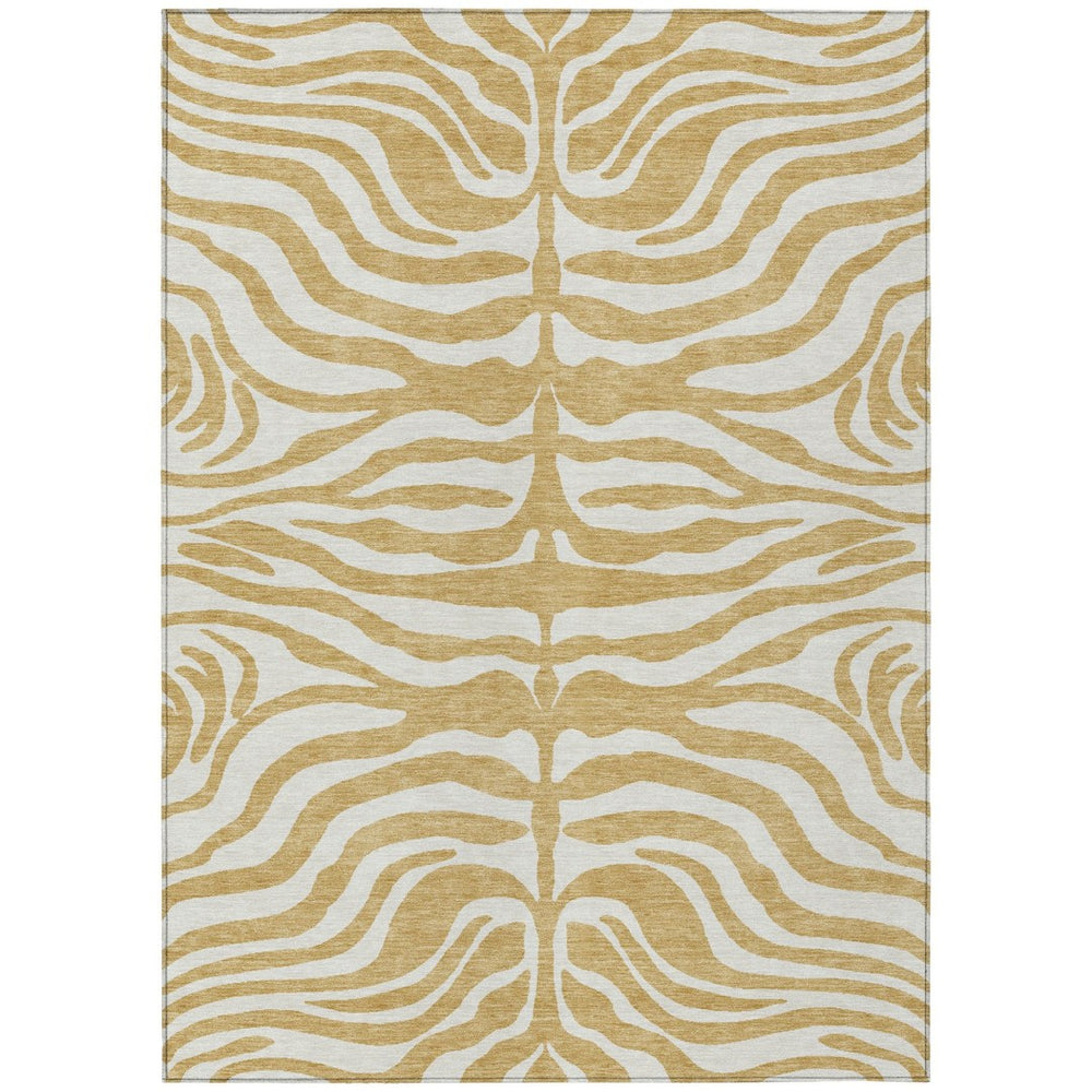 HomeRoots 5' Gold and Ivory Animal Print Area Rug - Stylish, Durable, Washable Design for Indoor and Outdoor Use 5' X 8' 600613