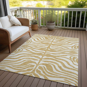 Homeroots 3' Artichoke Green And Ivory Animal Print Washable Area Rug For Indoor Or Outdoor Use, Durable Style 8' X 10' Polyester 600615