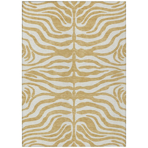 HomeRoots 9' Indoor Outdoor Gold and Ivory Animal Print Area Rug - Durable, Machine Washable, Stylish Decor 600616