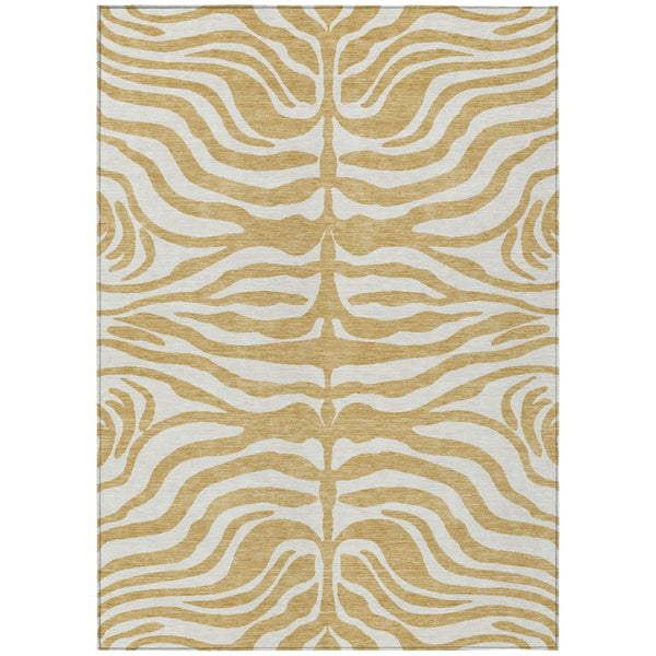 HomeRoots 9' Indoor Outdoor Gold and Ivory Animal Print Area Rug - Durable, Machine Washable, Stylish Decor 600616