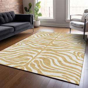 Homeroots 3' Artichoke Green And Ivory Animal Print Washable Area Rug For Indoor Or Outdoor Use, Durable Style 9' X 12' Polyester 600616