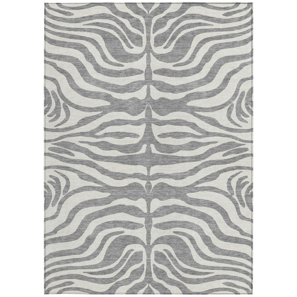 Homeroots 3' Artichoke Green And Ivory Animal Print Washable Area Rug For Indoor Or Outdoor Use, Durable Style 5' X 8' Polyester 600619