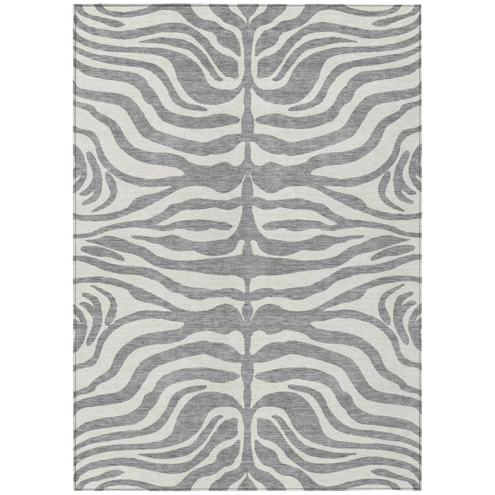 HomeRoots 9' X 12' Gray And Ivory Animal Print Indoor/Outdoor Rug - Durable, Washable & Stylish for Any Space 600622