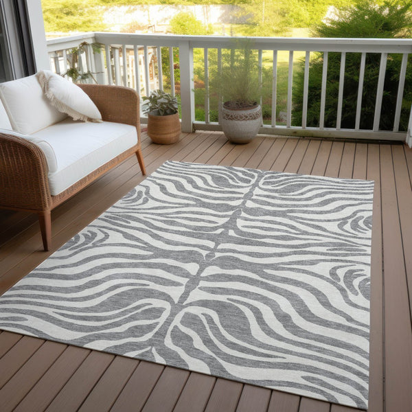 Homeroots 3' Artichoke Green And Ivory Animal Print Washable Area Rug For Indoor Or Outdoor Use, Durable Style 10' X 14' Polyester 600623