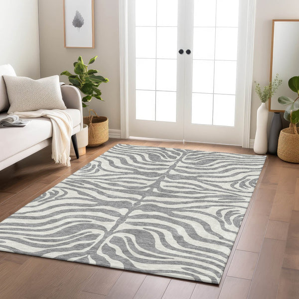 Homeroots 3' Artichoke Green And Ivory Animal Print Washable Area Rug For Indoor Or Outdoor Use, Durable Style 10' X 14' Polyester 600623