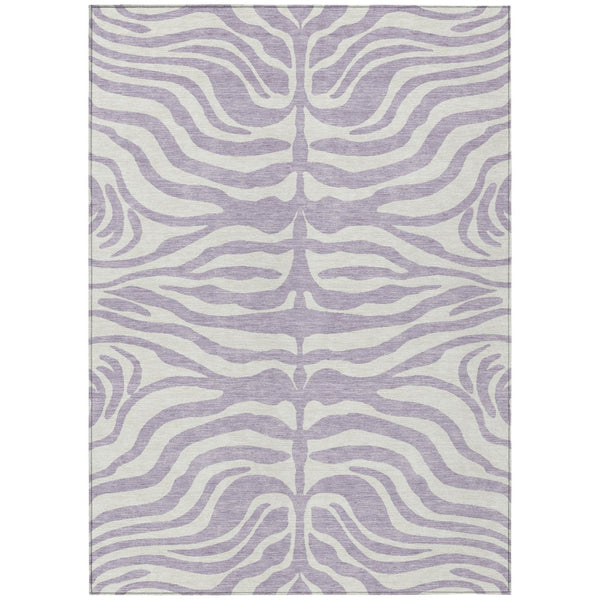 HomeRoots 5' Stylish Lavender and Ivory Animal Print Area Rug - Durable, Washable Indoor/Outdoor Design 5' X 8' 600625