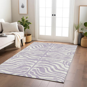 Homeroots 3' Artichoke Green And Ivory Animal Print Washable Area Rug For Indoor Or Outdoor Use, Durable Style 5' X 8' Polyester 600625