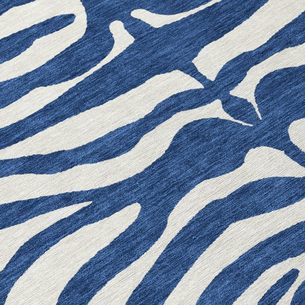 HomeRoots 5' Navy Blue and Ivory Animal Print Area Rug - Stylish, Durable, Washable for Indoor and Outdoor Use 5' X 8' 600631