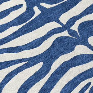 HomeRoots 5' Navy Blue and Ivory Animal Print Area Rug - Stylish, Durable, Washable for Indoor and Outdoor Use 5' X 8' 600631