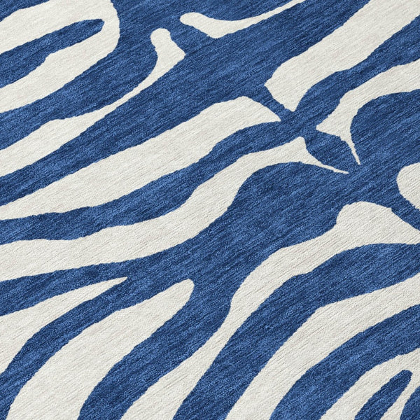 HomeRoots 5' Navy Blue and Ivory Animal Print Area Rug - Stylish, Durable, Washable for Indoor and Outdoor Use 5' X 8' 600631