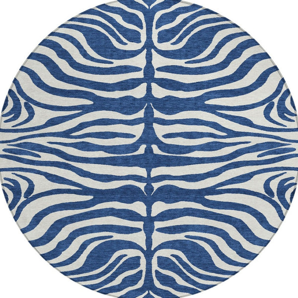 Homeroots 3' Artichoke Green And Ivory Animal Print Washable Area Rug For Indoor Or Outdoor Use, Durable Style 8' Round Polyester 600632