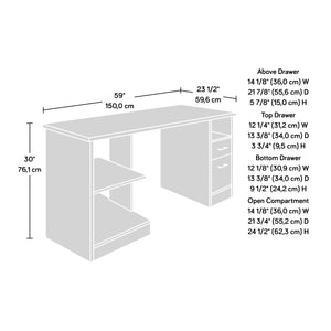 English Elm Gaming Desk White Finish with Dual Drawers & Adjustable Shelf for Cooling Airflow, Modern Durable Design B356P402674