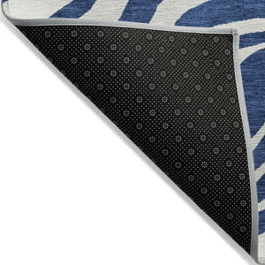 HomeRoots 5' Navy Blue and Ivory Animal Print Area Rug - Stylish, Durable, Washable for Indoor and Outdoor Use 8' X 10' 600633