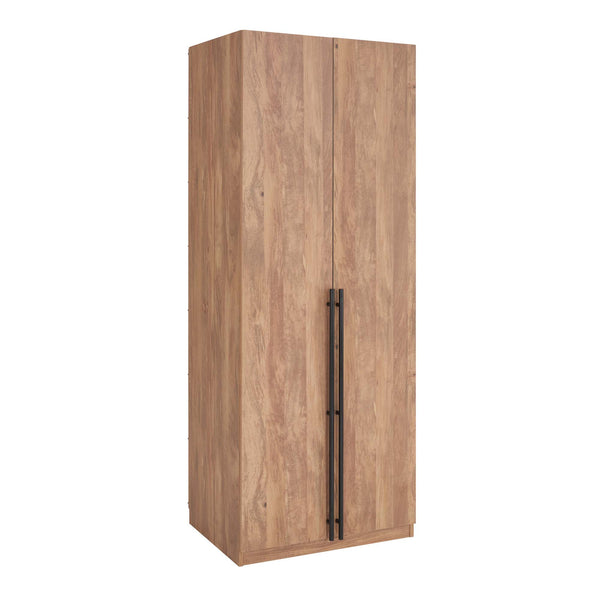 English Elm Lee 32" Space-Saving Wardrobe Closet In Golden Brown – Stylish Storage With Soft-Close Drawers & More! B365S00130