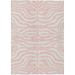 HomeRoots 5' Stylish Pink and Gray Animal Print Washable Area Rug for Indoor and Outdoor High Traffic Use 5' X 8' 600637