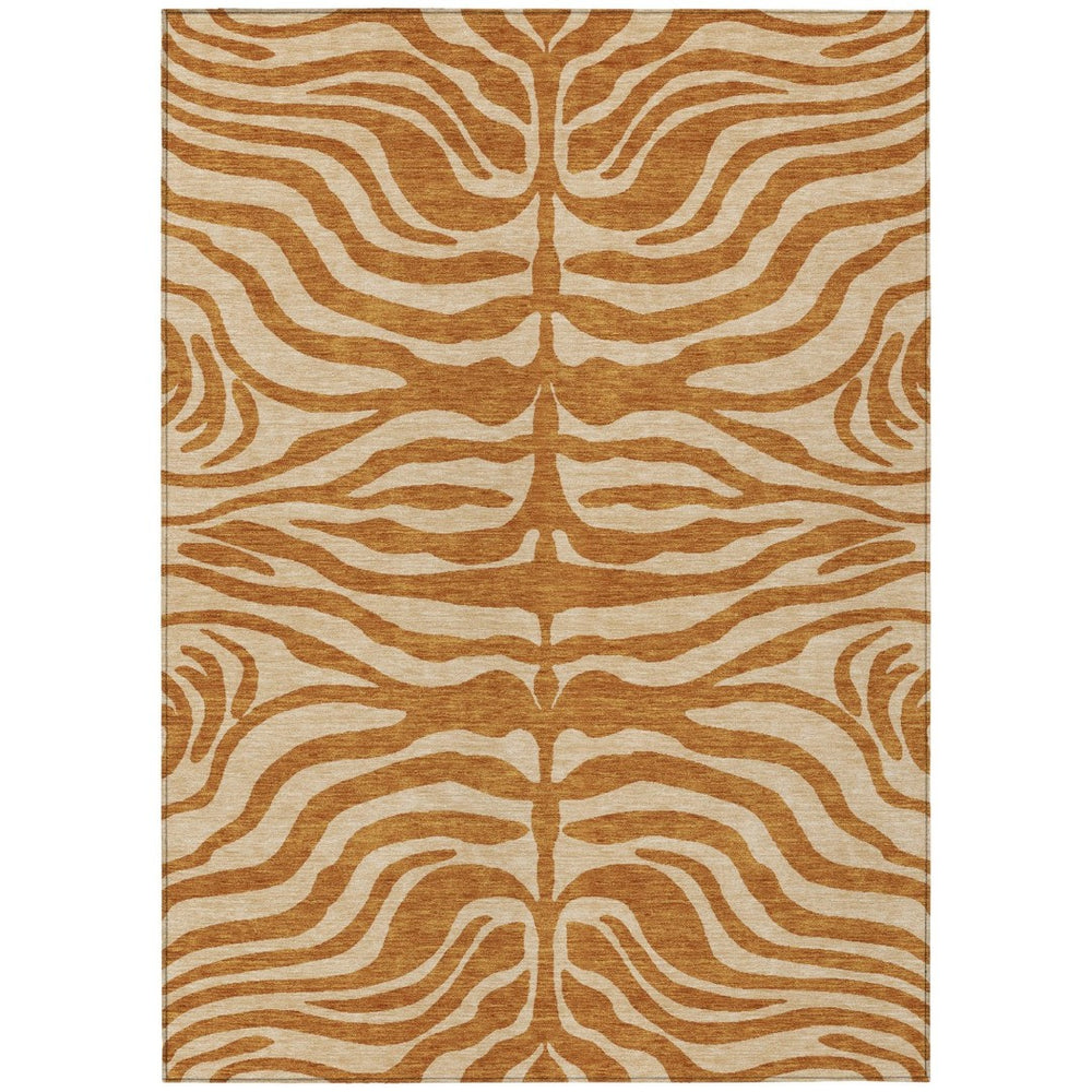 HomeRoots 5' Copper and Tan Animal Print Area Rug - Stylish, Washable Design for Indoor and Outdoor Spaces 8' X 10' 600645