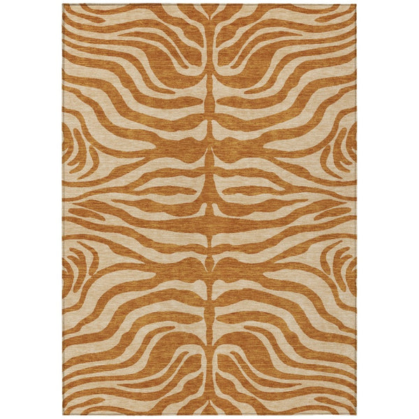HomeRoots 5' Copper and Tan Animal Print Area Rug - Stylish, Washable Design for Indoor and Outdoor Spaces 8' X 10' 600645