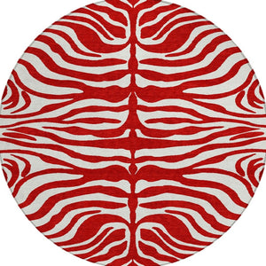 Homeroots 3' Artichoke Green And Ivory Animal Print Washable Area Rug For Indoor Or Outdoor Use, Durable Style 8' Round Polyester 600650