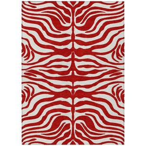 HomeRoots 5' Bold Red and Ivory Animal Print Area Rug - Stylish, Washable, Durable Decor for Indoor/Outdoor Use 10' X 14' 600653