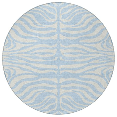 Homeroots 3' Artichoke Green And Ivory Animal Print Washable Area Rug For Indoor Or Outdoor Use, Durable Style 8' Round Polyester 600656