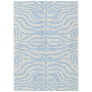 HomeRoots 5' Stylish Sky Blue and Ivory Animal Print Rug - Durable, Washable, Indoor-Outdoor Versatility 8' X 10' 600657